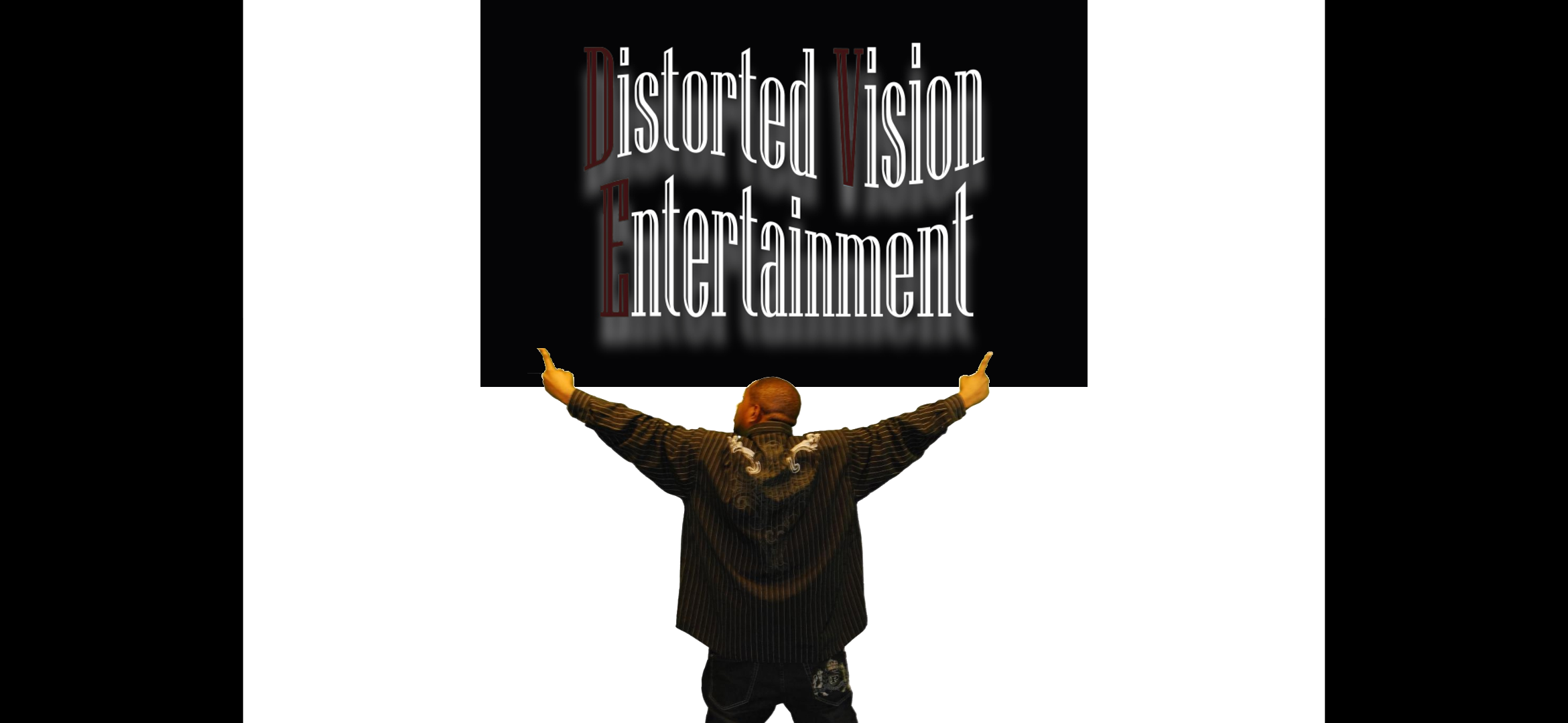 Distorted Vision Entertainment founder Jones Craig III holding the company logo